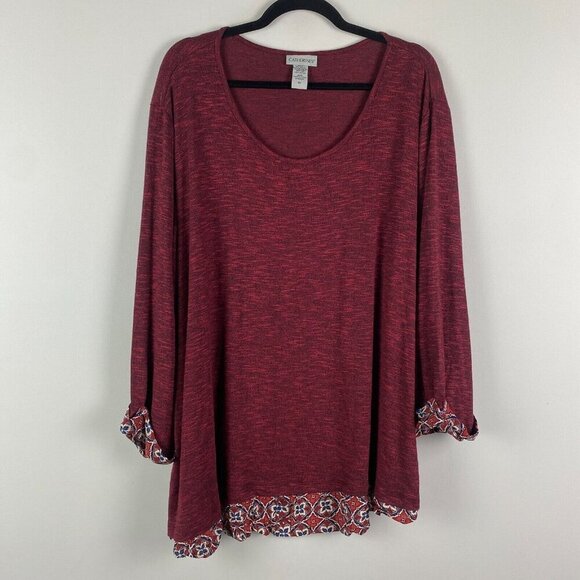 Catherines Impossibly Soft Duet Tunic Top Size 4X Red 3/4 Sleeves - Picture 1 of 9